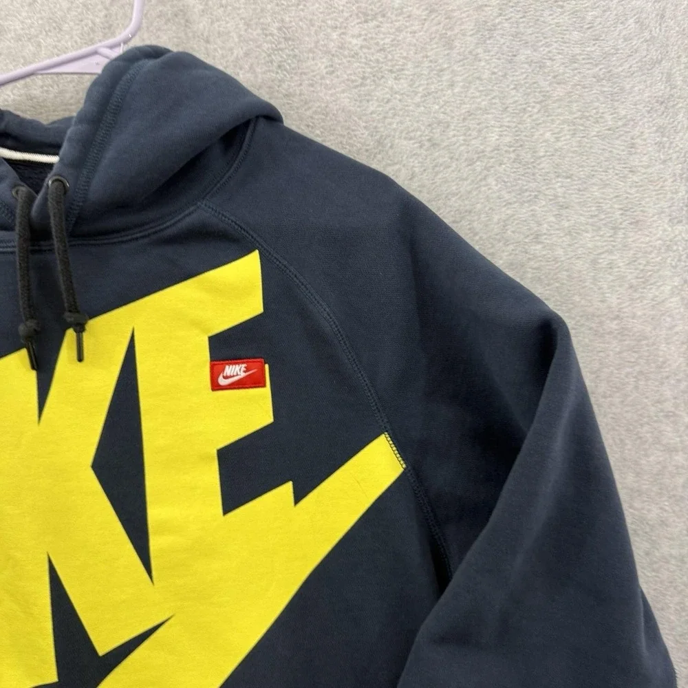 Nike‎ Hoodie Men's XL Blue Big Neon Logo Long Sleeve Pullover Fleece Sweatshirt - Picture 3 of 11